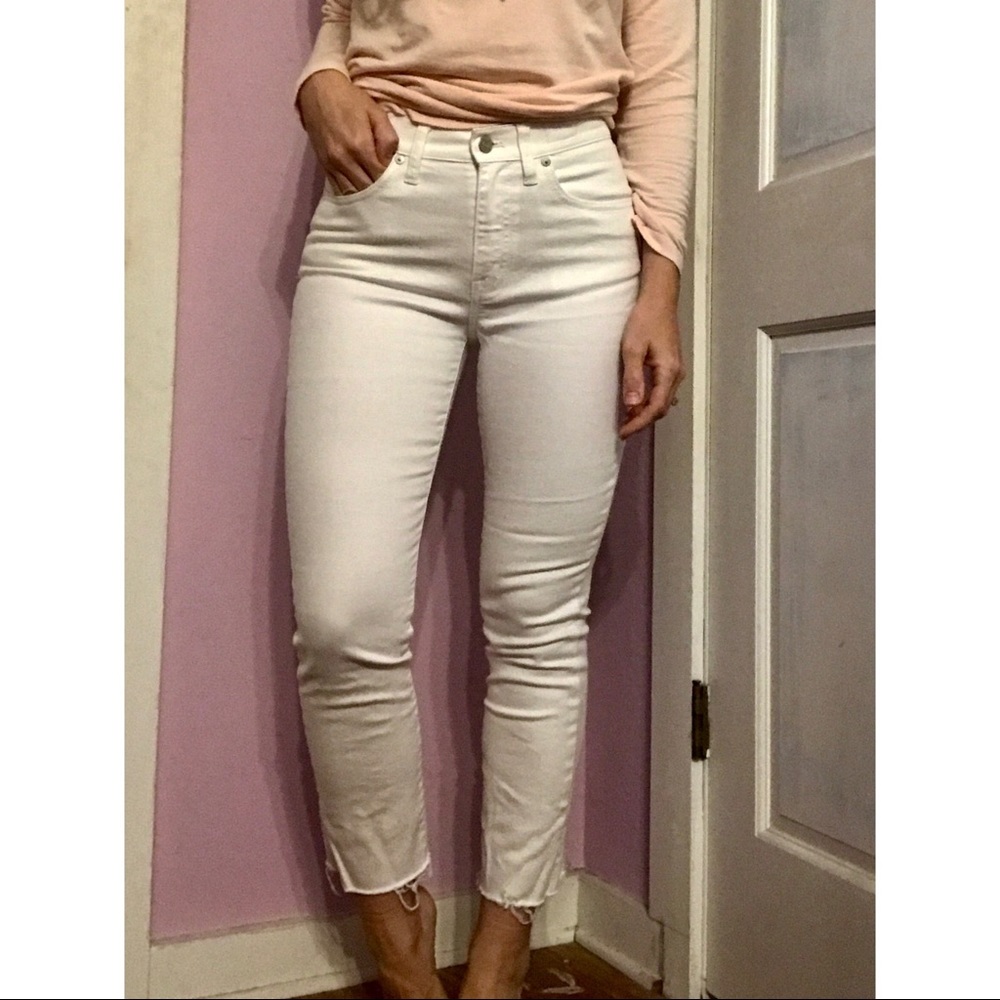 MADEWELL | white straight crop raw edge jeans